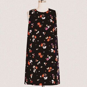 ModCloth Twee Floral Shift Dress – Full Side Zipper & Shoulder Zip Detail XS